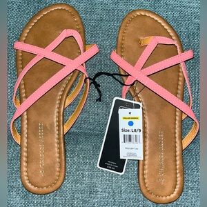 Charles Albert Pink and Brown Sandals with Crisscross Straps